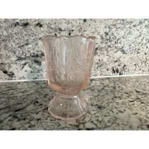 Fenton, Toothpick‎ Holder, Pink Pearl Glass, Paneled Daisy Pattern, Iridescent.